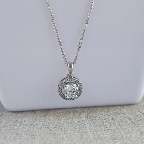 Micro Pave Necklace Cubic Zirconia Silver Tone Fashion Jewelry Khols NWT $60 - Picture 4 of 12